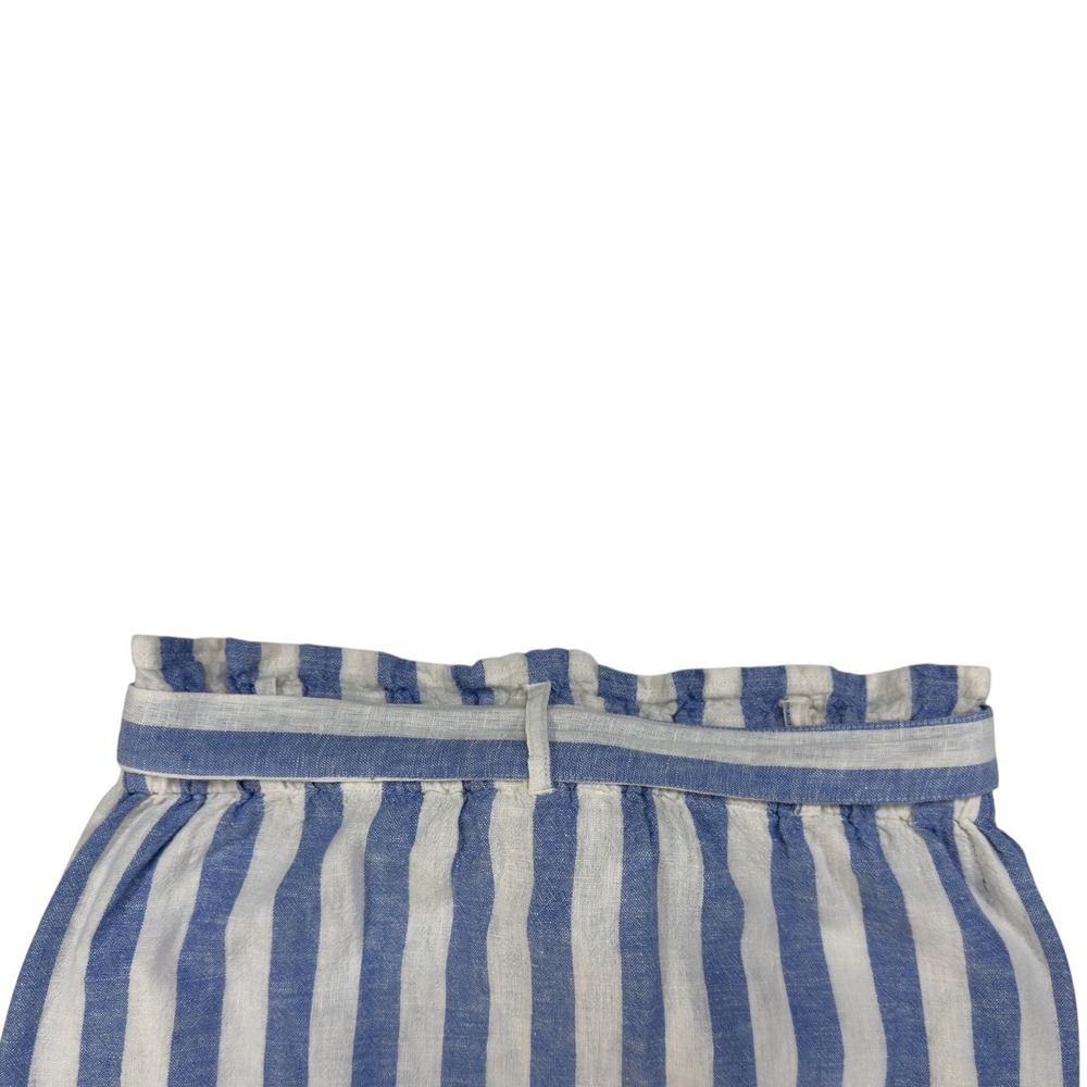 Love Tree Linen L Striped Midi Skirt Blue White Paperbag Waist Nautical Beachy - Picture 7 of 12